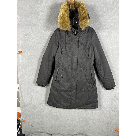 1 Madison Expedition Parka Adult M Heritage Jacket Black Faux Fur Hood‎ Womens - Picture 5 of 16